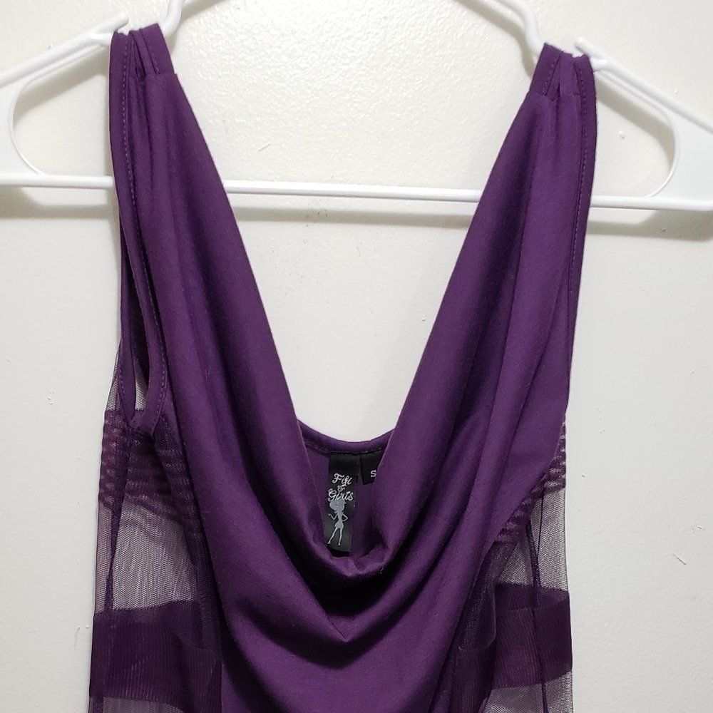 Deep Purple Top With Mesh Sides